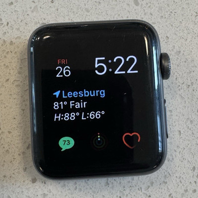 Apple Watch Series 3 42mm Gray Aluminum Case Black Silicone Band 8GB