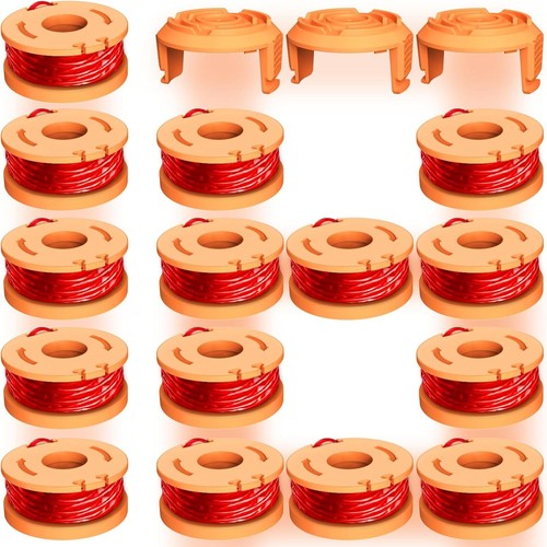 18 Pcs Replacement Trimmer Spools Compatible with Worx 15 Spools+3 Caps ...