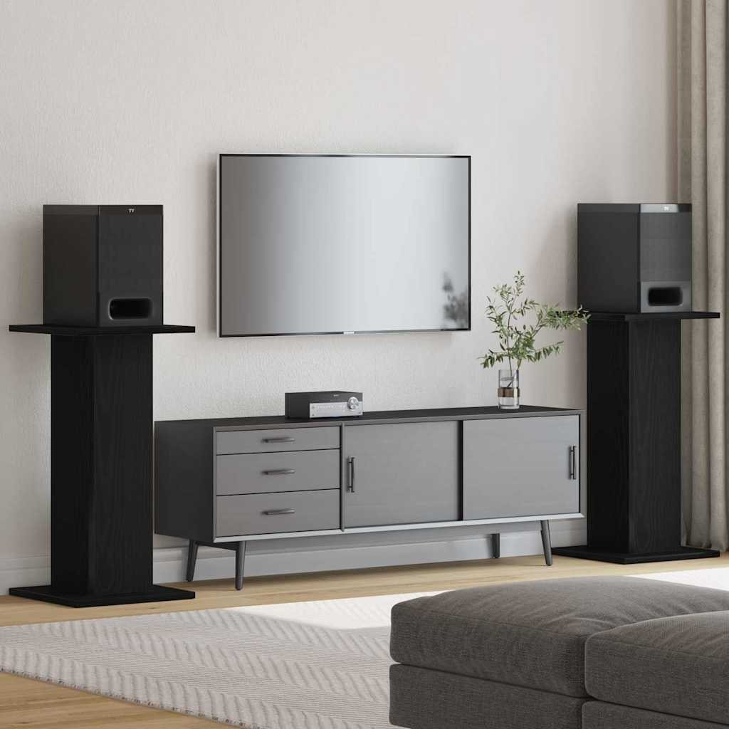 Set 2 Piedistalli Casse Monitor 60cm Rovere Nero | Base 30x30