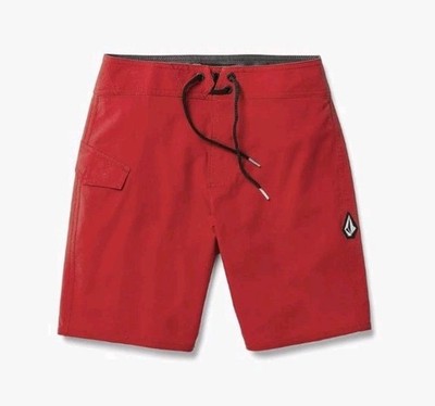 Volcom Boy's 27/9 Mod Tech Lido Solid Board Shorts Red Stretch
