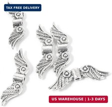 50 pcs 20mm Angel Wing Spacer Metal Beads DIY for Bracelets Necklace Silver