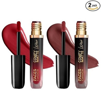 FACES CANADA Comfy Matte Wow Liquid Lipstick - The Bold Edit, (3.8ml x 2) | Coco