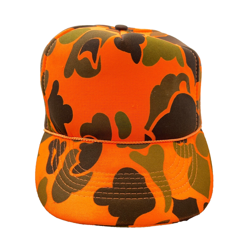 Vintage Blaze Orange Camo Trucker Mütze Kappe Snapback isoliert 90er Y2K Jagd AU