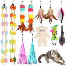 Cat Feather Wand - 12 PCS Toy Refills and Attachments for Cat Toys