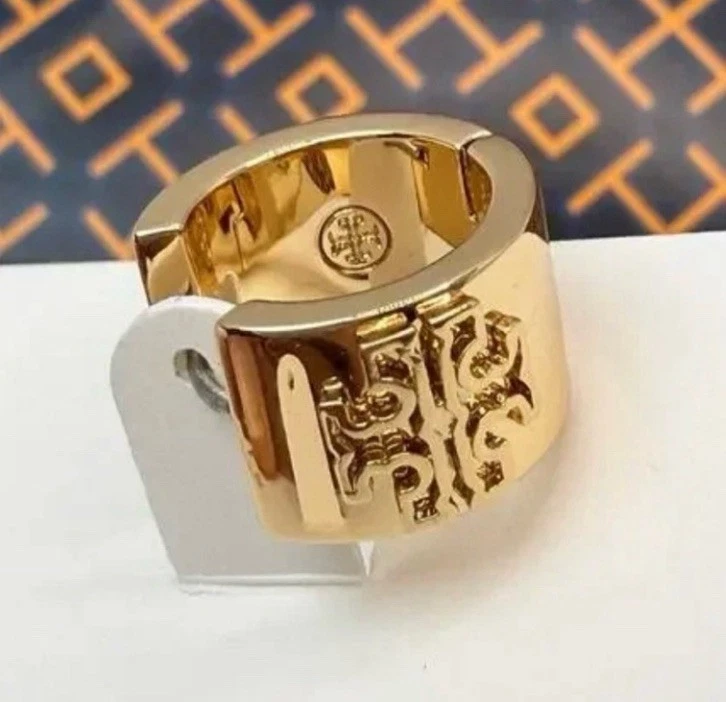 Pendientes de aro Tory Burch Icono dorado Huggie nuevos con etiquetas Foto 2 de 4