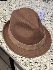 Perry Ellis Portfolio Fedora. Brown L/XL. Excellent. 