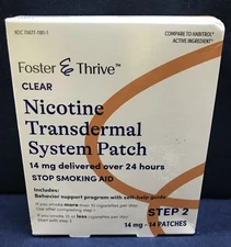Foster & Thrive Step 2 14 mg Clear Nicotine Transdermal Patch Stop Smoking Aid