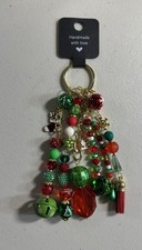 New Artisan Beaded Handbag Jewelry Bag Purse Charm Keychain Christmas Jingle