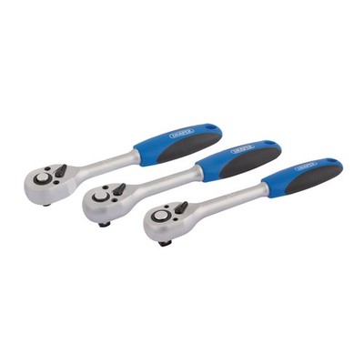 Draper 72-Zahn Umkehrbarer Soft Grip Ratschen Set 3 Teile 1/4, 3/8 & 1/2'' 05911