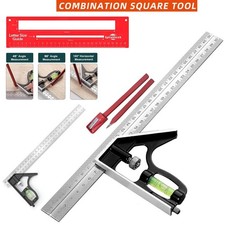 300mm Combination Try Square Ruler Spirit Level Angle Measuring Tool Rulers Kit