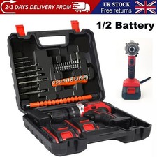 48V Cordless Hammer Drill Set Electric Impact Driver Screwdriver + 1/2 Battery