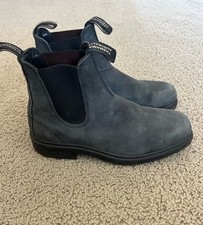 Blundstone Chelsea Ankle Boots Gray Leather Pull-On Round Toe US 7
