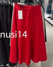 ZARA NEW WOMAN MID-RISE PLEATED MIDI SKIRT RED XS-XXL 4772/523/600