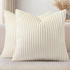Decorative Throw Pillow Covers 18x18 Set of 18" x 18" Pack of 2 Cream White