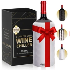 Premium Stainless Steel Wine Chiller - 750ml Vacuum Insulated Bottle Cooler