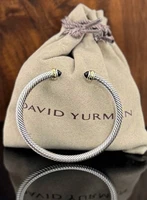 David Yurman 4mm Cable Sterling Silver Black Onyx and 18K Yellow Gold Bracelet
