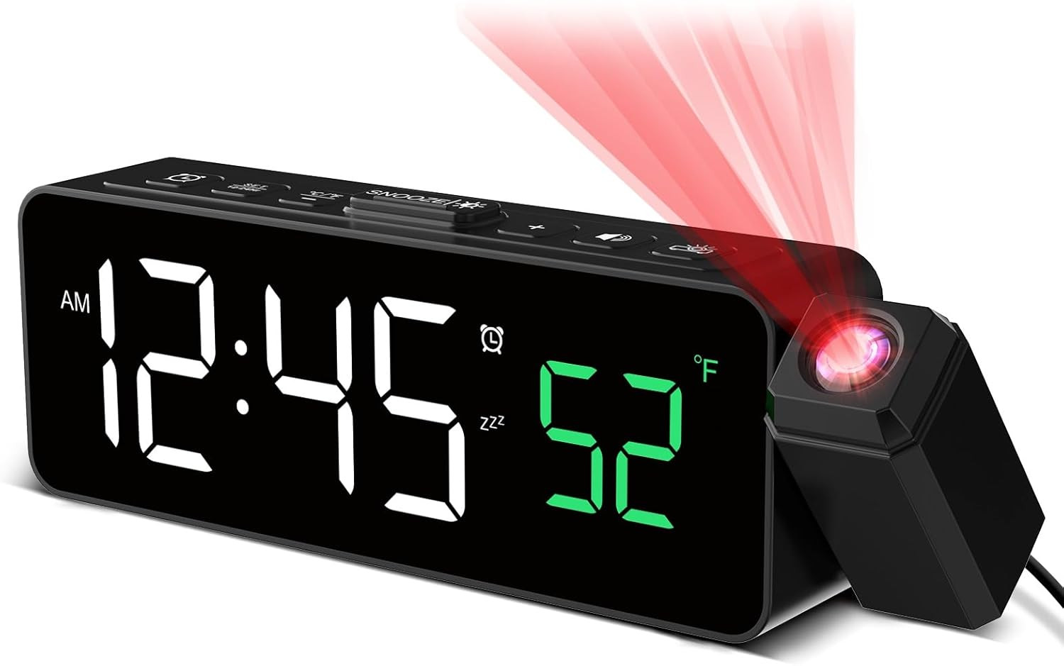 Projection Alarm Clock for Bedroom Ceiling Compact Plug in Digital Clocks with photo