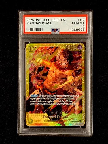 One Piece Portgas D. Ace OP07-119 SEC Secret Rare PRB02 EN PSA 10 GEM MINT