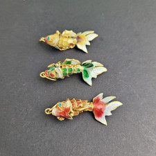 Lot of 3 Vintage Chinese Cloisonne Articulate...
