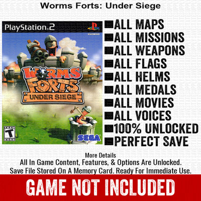 Worms Forts Under Siege 100% PS2 Memory Card All CHEATS ITEMS