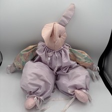 VTG Easter Bunny Rabbits 80s Handmade Purple Pink Pastel Colors Button Eyes