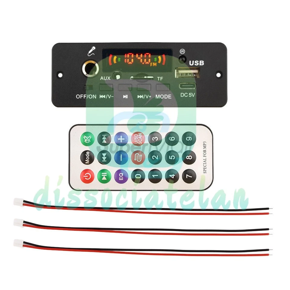 DC5V 2*5W Bluetooth 5.0 Amplifier MP3 Decoder Board Car Music Player FM Radio - Bild 3 von 4