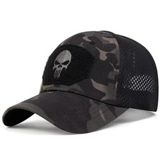 Skull Embroidered Patch Breathable Baseball Cap Outdoor Adjustable Sunscreen Hat