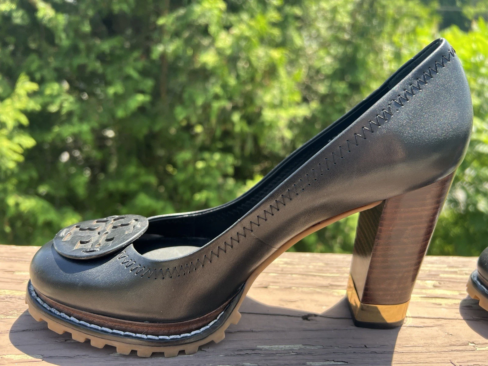 Tory Burch LEANNE décolleté suola a strappo nere vernice tacco 4" Y2K Preppy taglia 8 5