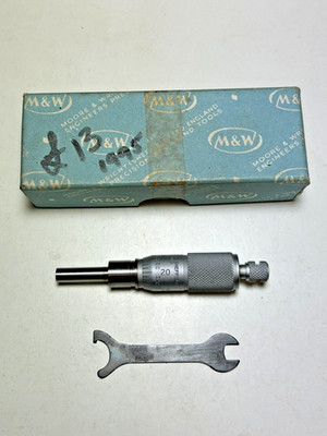 Vintage Moore & Wright Mikrometerkopf Nr. 897D mit Box Made in Sheffield