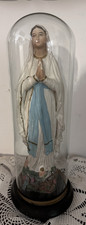Antica statuina Madonna in gesso - Arte sacra - campana vetro
