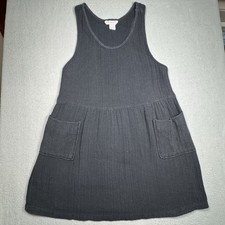 Vintage Heather Collection Dress Women Small Black Cottage Pocket Sleeveless 90s