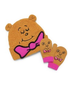 Dr. Seuss ABC Bear Unisex Brown 2 PC Set Beanie And Mittens NWT