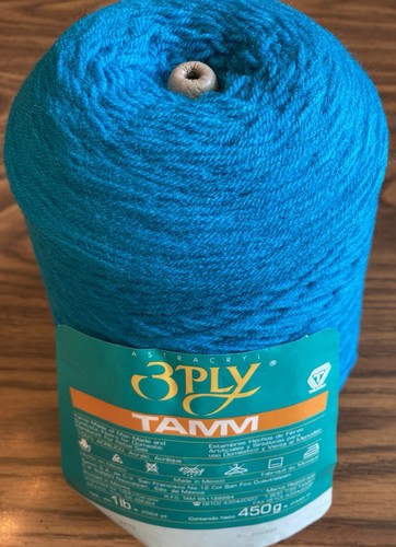 1 Cone Tamm 3 Ply Knitting Machine Yarn Color Turquoise 100% Acrylic 2,564 Yards