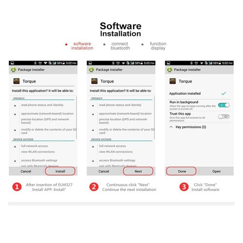 Vgate iCar 3 Bluetooth 3.0 EOBD OBDII OBD 2 KFZ Auto Interface Diagnose Android - Picture 3 of 4