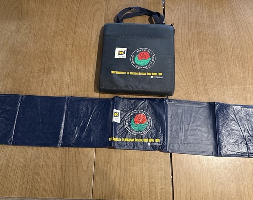 Cuscino e coprisedile impermeabile vintage 1998 Michigan Wolverines ufficiale Rose Bowl - Foto 1 di 3