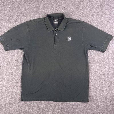 PGA Tour Shirt Polo Mens Medium Green Golf Ahead Authentics Cotton Mercerized