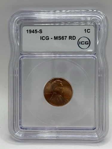 1945-S Lincoln Wheat Cent MS67 RD ICG