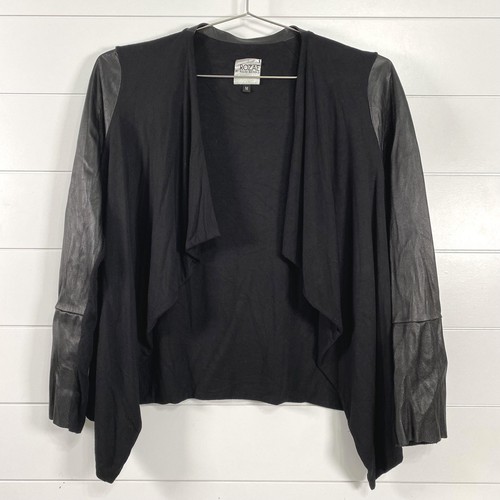 Rozae by Rozae Nichols Jacket Womens Medium Leather Sleeve Open Front Made USA