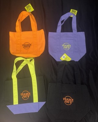 Trader Joe s Halloween Mini Canvas Tote Bags Set of 4  NEW Limited Edition