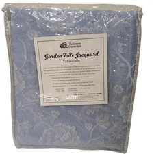 The Vermont Country Store Garden Toile Jacquard Tablecloth Square 52" x 52" Blue