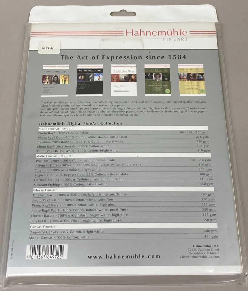 Hahnemuhle Matte FineArt Sample Pack Photo Paper 16 Sheets Rag Bamboo Etching - Image 2 of 2