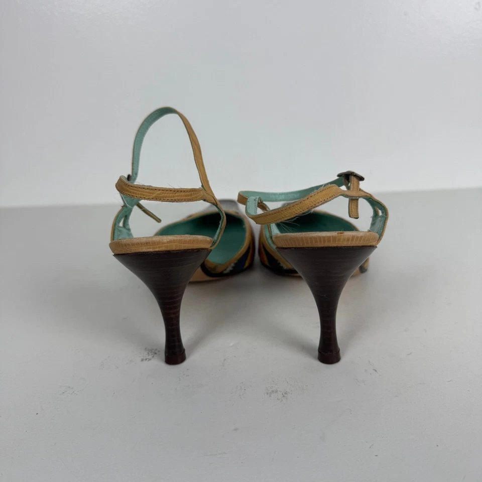 Zapatos de salón Audley London multicolor con puntera cuadrada en relieve correa para el tobillo cuero 40 EE. UU. 9,5 Foto 4 de 4