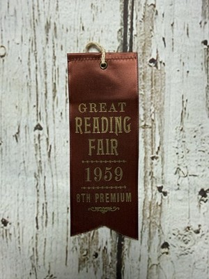 VTG Great Reading Fair 1959 8th Premium Award Show Prize Ribbon Reading PA
