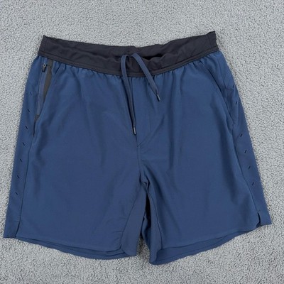 Ten Thousand Interval Shorts Mens Large Blue 7 Inseam Running Quick Dry Stretch