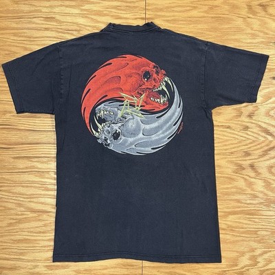 Vintage Metallica Flaming Rebel Shirt Sz L Ying Yang Pushead