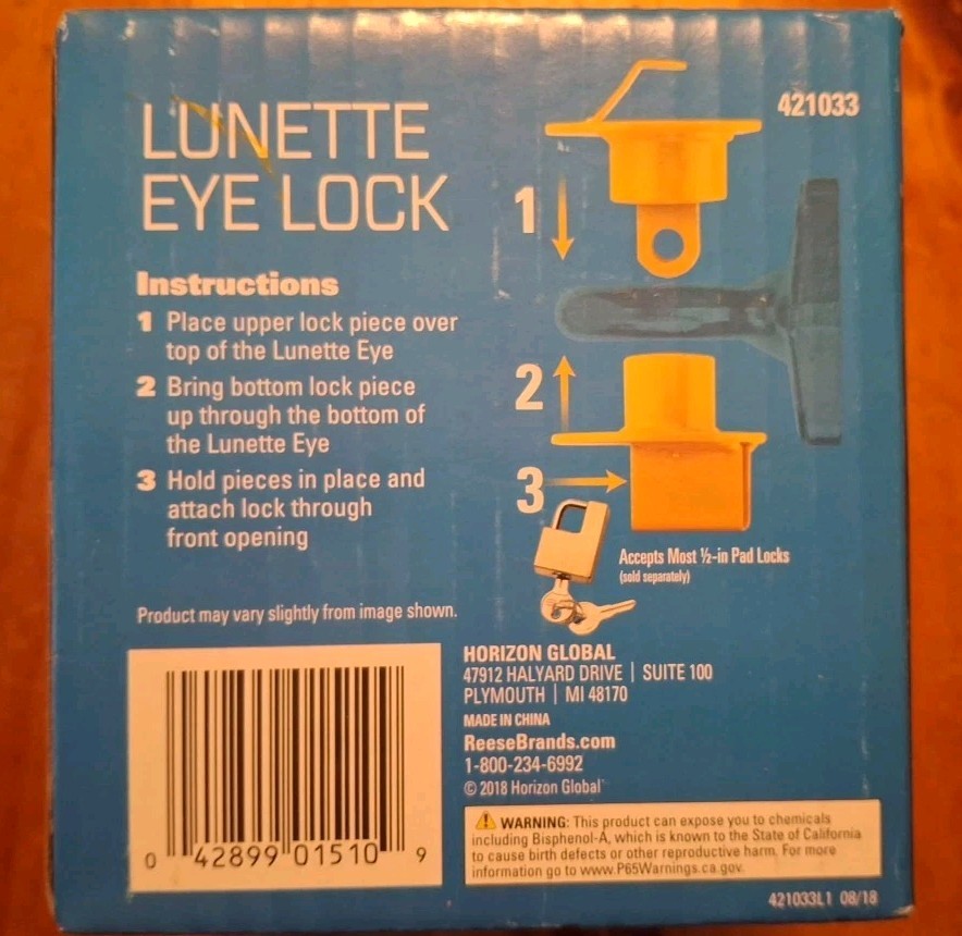 Reese Towpower 4210 Lunette Eye Lock 2.5” and 3” New In Box! 