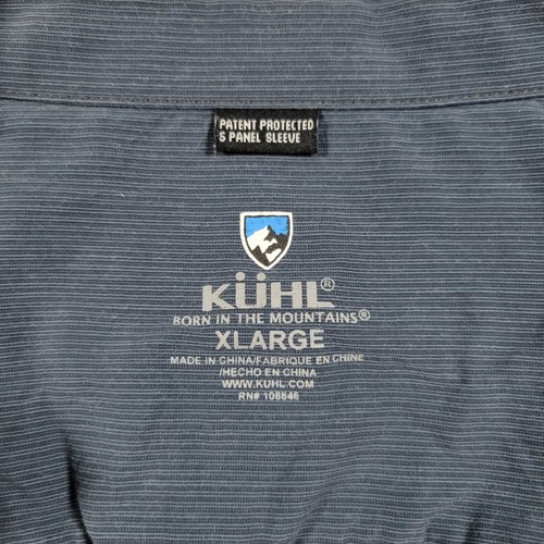 Camicia Kuhl Uproar uomo XL grigio blu waffle 5 pannelli bottoni manica lunga escursionismo - Foto 2 di 10