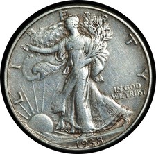 1938-D Walking Liberty Half Dollar Extra Fine