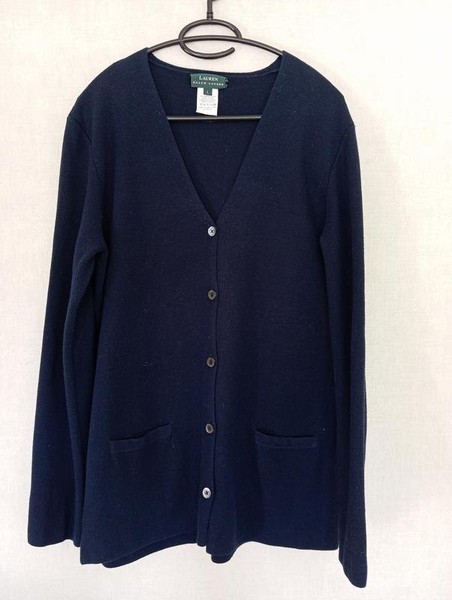 Women Laura Ashley Sweater Navy Cotton 40 / L / 48 #A241