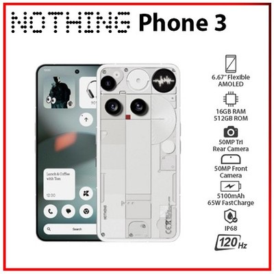 Nothing Phone 3 5G WHITE 16GB+512GB Dual SIM Unlocked Android Cell
